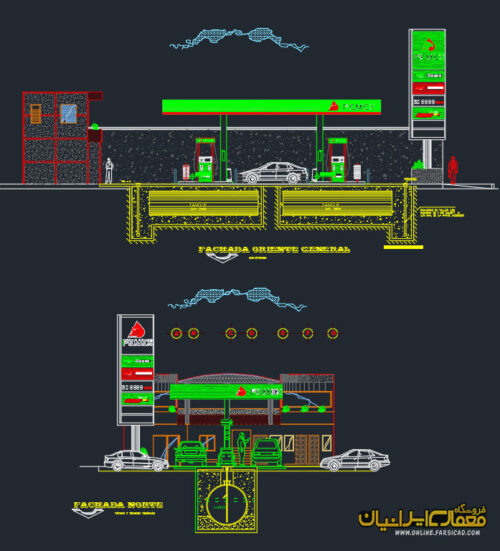 ۲۵ پلان و نقشه پمپ بنزین و جایگاه سوخت ( کاملا اجرایی ) 4 Gas Sstation 11
